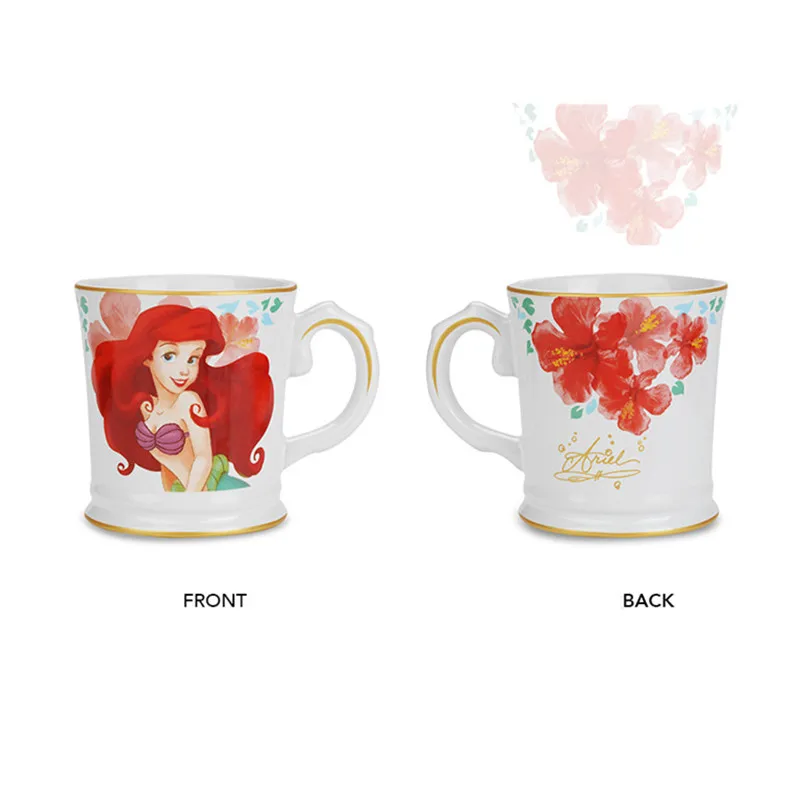 420ml Disney Princess Cartoon Ceramic Water Cup Snow White Little Mermaid Belle Cinderella Mug Home Office Collection Cup Gifts