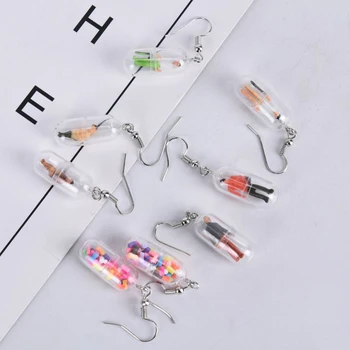 

1Pair Fashion Creative Transparent Lady Earrings Jewelry Accessories Colorful Capsules Drop Dangle Earrings F