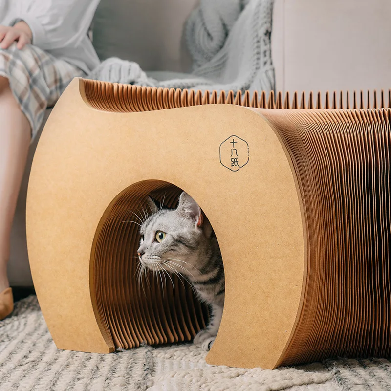 Two-in-one Cat Toy Creative Sofa Stool Tunnel Kraft Paper Shoe Change Coffee Table Folding Storage Ready To Use | Дом и сад