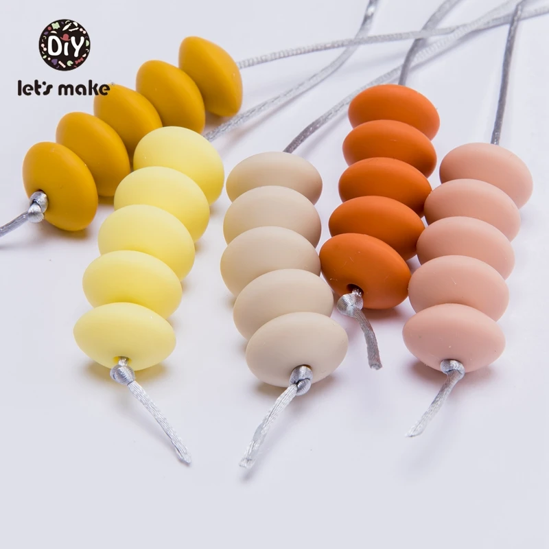 50pcs Mustard Color Silicone Round Beads Teethers Sensory Baby Teething 15mm Pearl Bead Mom Nursing Necklace DIY Jewelry Making