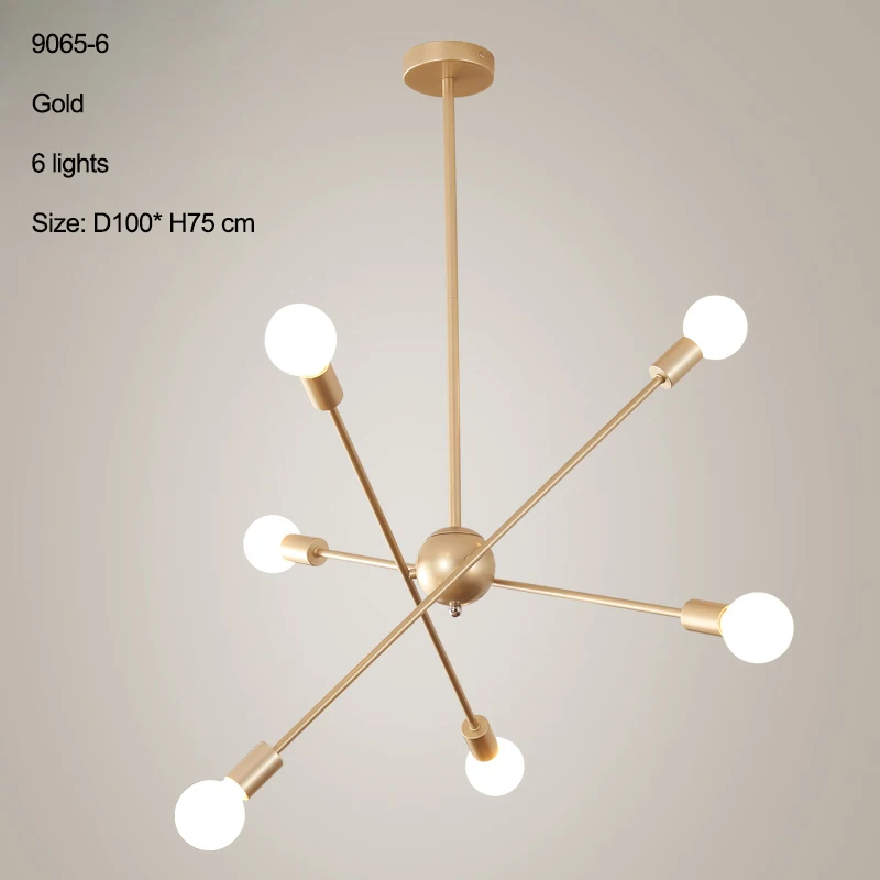 6 Light Gold Современный светодиодный потолочный светильник для гостиной, спальни, люстры с несколькими головками, креативное домашнее освещение - Цвет абажура: 6 Light Gold
