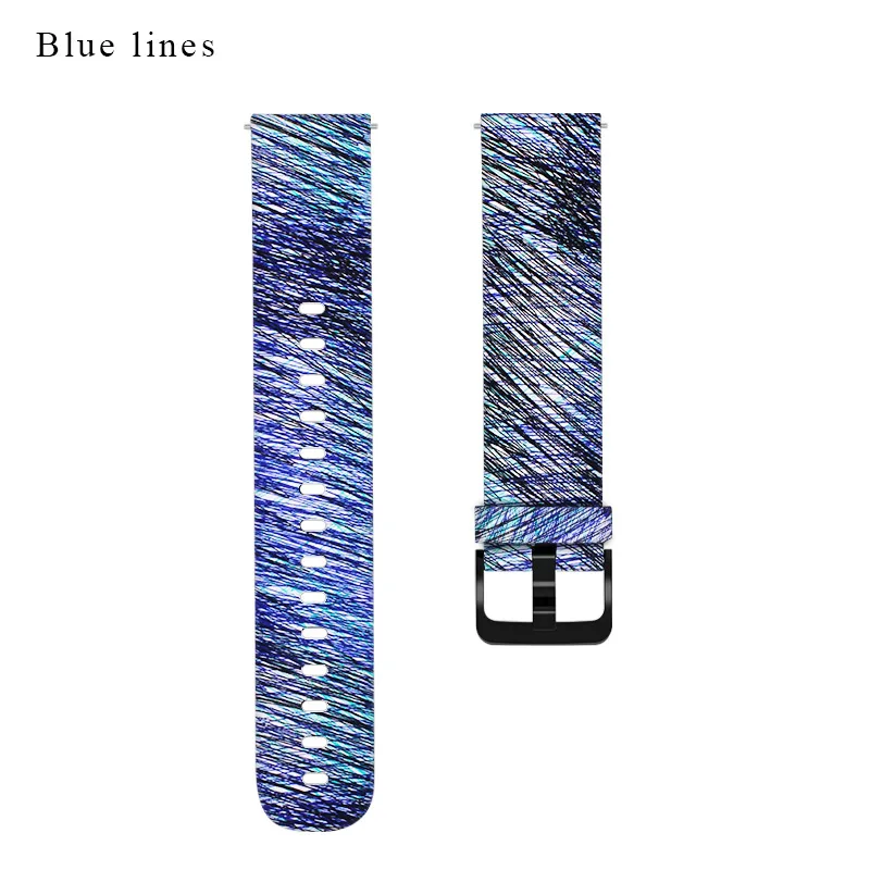 Blue line BOORUI 20 мм Amazfit Bip различные принты Мягкий Силиконовый ремешок для Xiaomi Huami Amazfit ремешок Bip correa Amazfit Bip ремешок для часов - Цвет: Blue line