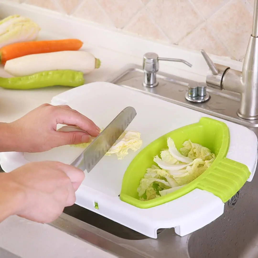 

Split Type Multi-functional Water Draining Cutting Board Retractable Extendable Folding Cutting up Vegetables Board Dish Wash Di