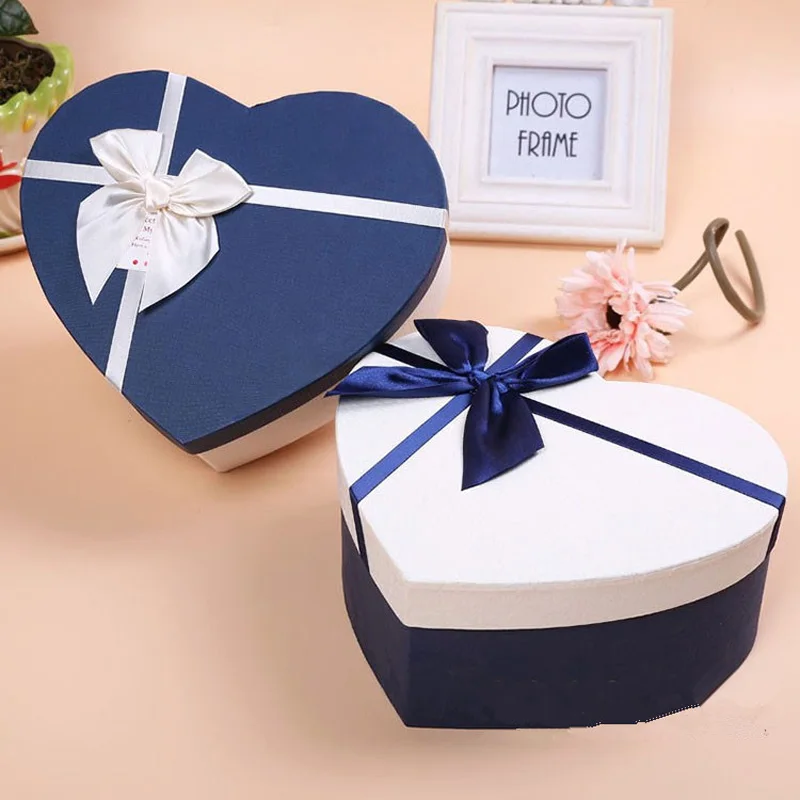 5 шт./компл. лук подарок в форме сердца коробка пустая коробка подарок шарф коробка, коробка с шоколадом лоток - Цвет: Синий