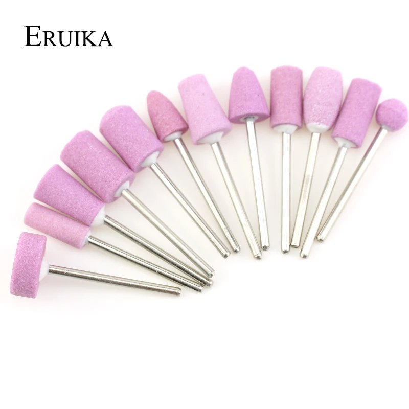 ERUIKA-taladro eléctrico de cerámica para uñas, herramienta de repuesto para manicura y pedicura, limas de uñas, 12 unidades