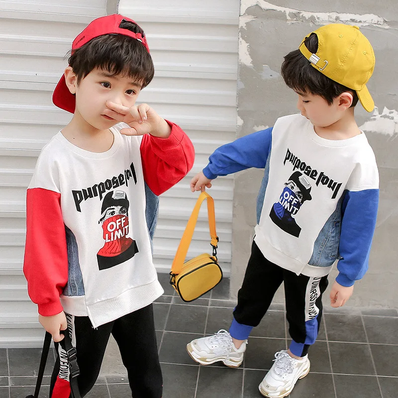 

Children BOY'S Spring Clothing on Trending Children Joint Cowboy Two-Piece 2019 CHILDREN'S Suit