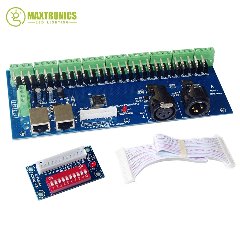 

Best price DC12V-24V DMX-27CH-RJ45-DIPZ led dimmer 1A*27CH decoder led RGB controller for led strip led lamp