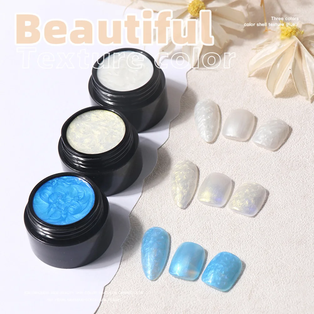 10ml Thread Shell Gel Nail Polish White Gold Blue Glitter Shell Texture