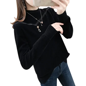 

2020 OHCLOTHING Room 154363, row 10, No.3 middle] real photo of new velvet mesh splicing sleeve knitwear pullover