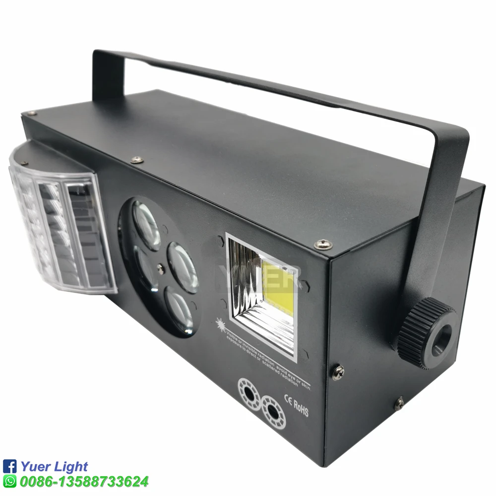 Светодиодный лазерный стробоскоп DMX512 4 в 1 со звуком для диджея дискотеки