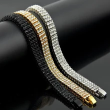 Пожелание в стиле «хип-хоп» 2-рядной Bling Браслет Для Мужчин's стразы браслеты