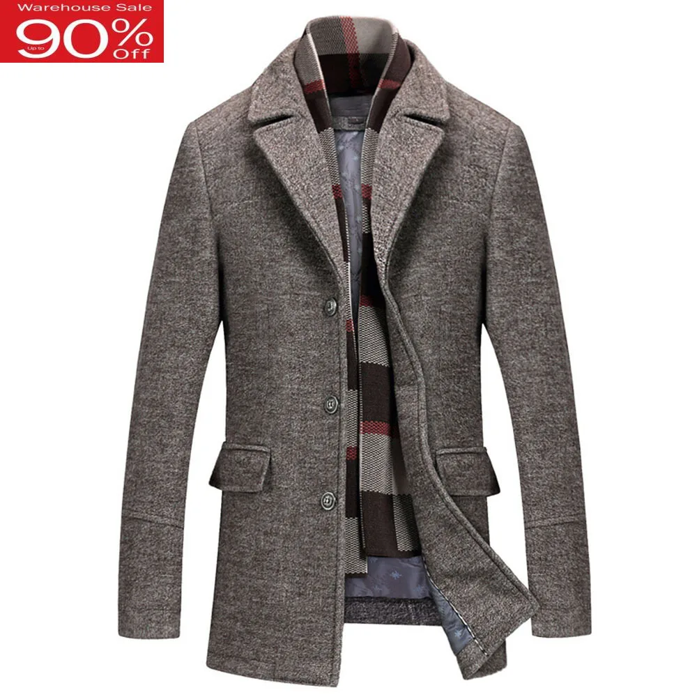 

Drop Shipping Men Jackets 4XL Winter Overcoat Thick Windbreaker Wool Coats Single Breasted Turn-down Collar New Clothing 2020
