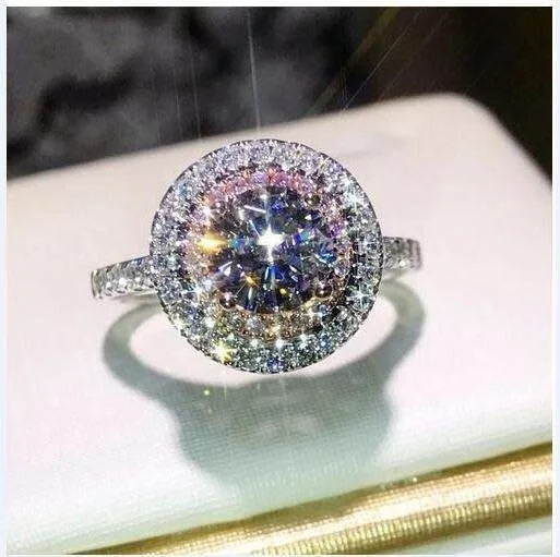 

Hot 2020 New Ring Round Classic Fashion Fine Jewelry Wedding Engagement Pink Diamond Rose Gold Ring For Women