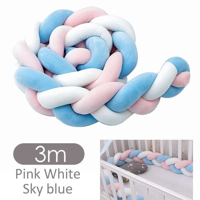 Fashionable 10-18 Plush Knot Baby Crib Bumper 1.5M/2M/3M Newborn Baby Bedding Set Children's Bed Nest Cot Protector Baby Stuff - Цвет: color 15