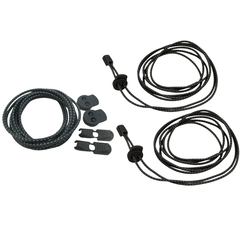 

ABDB-4 Pairs of Stretch Elastic Reflective Laces Without Locking System for Running Hiking 110cm Black & Dark Gray