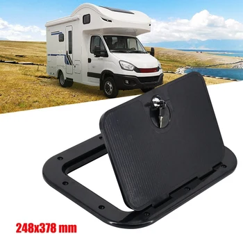 

248 x 378mm RV Hatch Plate Durable Inspection Deck Cover with Key for Marine Boat Caravan Deck Compartment Access Yacht Cover