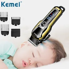 Kemei цифровой триммер для волос перезаряжаемая электрическая машинка для стрижки волос профессиональная машинка для стрижки волос с регулируемым керамическим лезвием станок для бритья