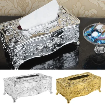 

Acrylic High-end Napkin Box Gold Silver European Tissue Box for Living Room Bedroom Home Storage Accessories Tissue Box
