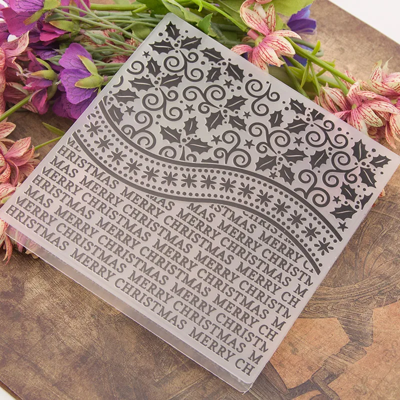 

Christmas Background Plastic Embossing folders Stencils for Scrapbooking DIY Template Making Photo Album Card Handmade Decor