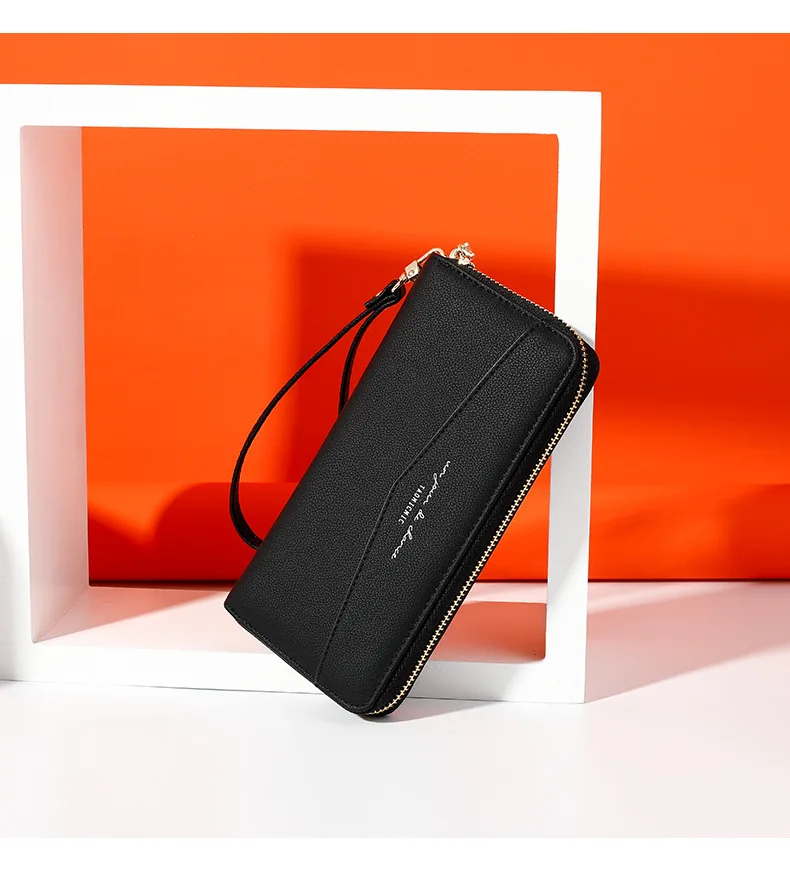 Essential Leather Wallets for Women 2019 Slim Continental Handy Wallet Black Pink Large Capacity Money Organizer wallets Clutch (10)