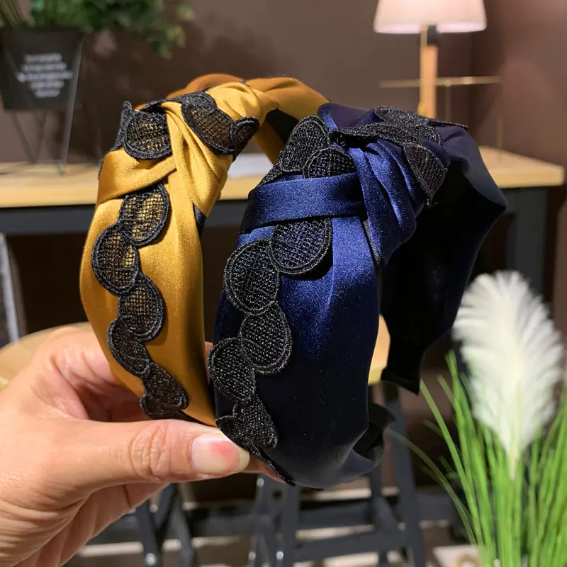 Koren Fashion Hairband Lace Head Band Women Hair Accessories Women Hair Hoop Solid Color Hair Bands Head Dress Wholesale