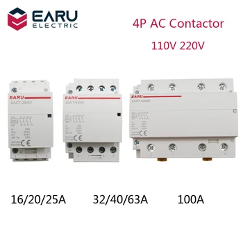 

4P 16-100A AC 110V 220V 50/60Hz Din Rail Household AC Modular Contactor Switch Controller 4NO 4NC 2NO 2NC DIY Smart Home Hotel