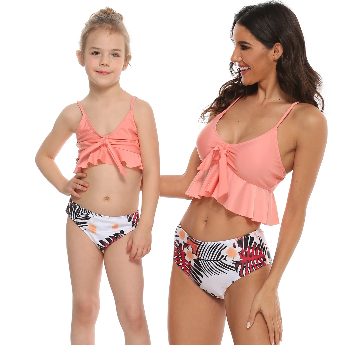 

Flounce Swimsuit Mother Daughter Swimwear Beach Mommy and Me Bathing Clothes Family Matching Outfits Mom and Baby Bikini Dresses