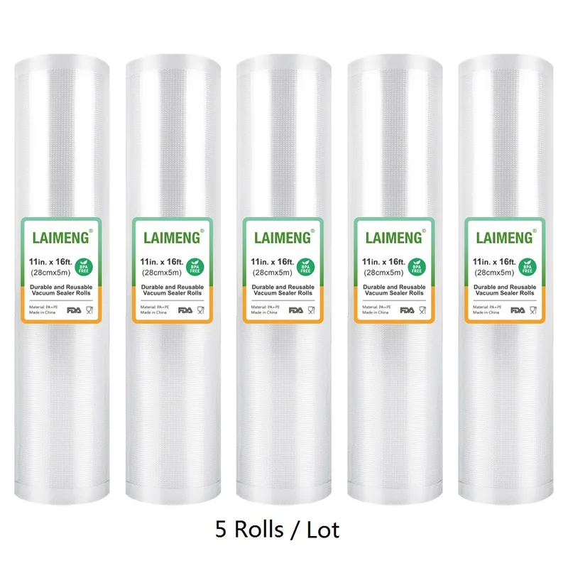 YUMYTH Vacuum Bags Rolls For 5 Rolls BPA-Free Food Vacuum Sealer Packaging Plastic Storage Bags Sous Vide Bags