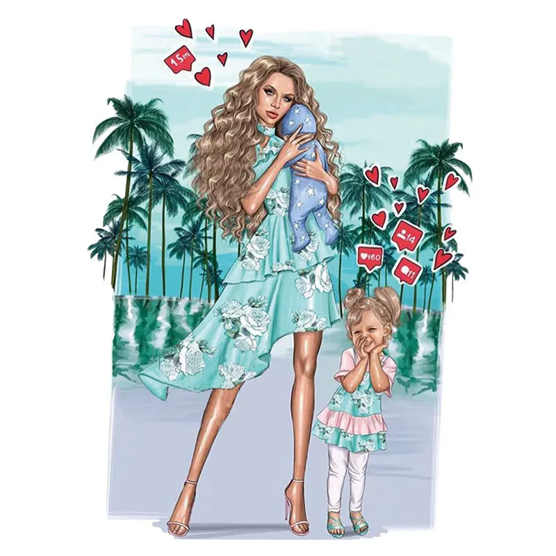 

Mother Girl Iron On Patch T-shirt Dresses New Design Thermal Transfer Craft Tear Sticker Patch Easy Home Iron On Printing-CQ