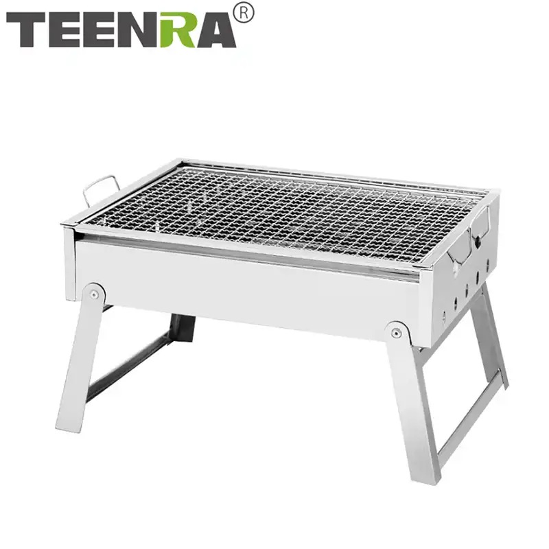 Stainless Steel BBQ Grill Portable Folding Charcoal Barbecue Stove Garden Picnic