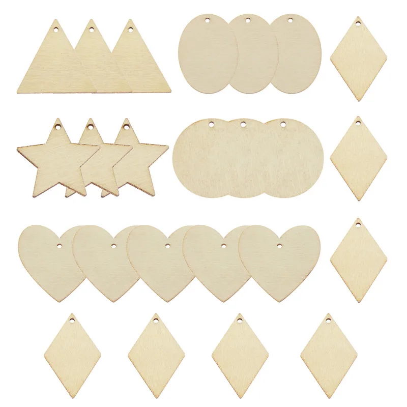 Julie-Wang-50PCS-Wood-Charms-Blank-Unfinished-Round-Heart-Star-Oval-Triangle-Wooden-Slice-Pendant-Jewelry