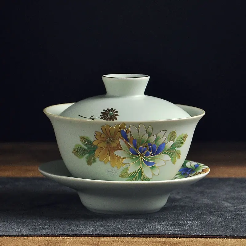 Gaiwan керамическая чашка для чая с крышкой блюдце набор 150 мл чайник мастер чашка изысканный чай супница чайный набор кунг-фу чайная посуда для напитков в подарок