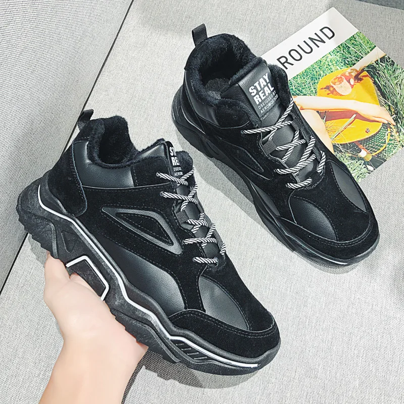 

Network Red Fire Dad Shoes Men's 2019 New Style Brushed And Thick Dirty Hong Kong Style Winter INS Fashion Shoe