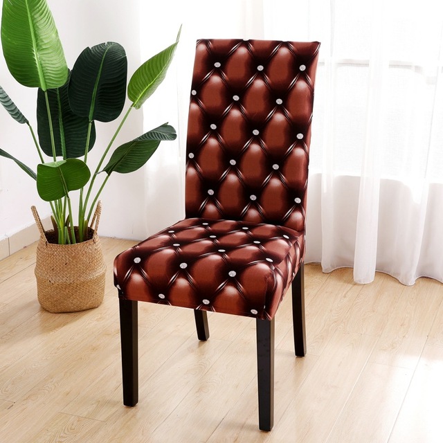 Series Chair Cover for Dining Room Banquet Hotel Kitchen Spandex Stretch Print Chair Covers Removable Washable Seat Decor