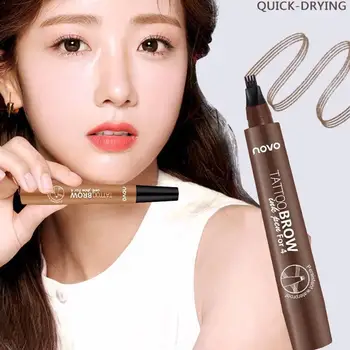 

Liquid eyebrow pencil long lasting Waterproof 4 Head 1pc Tint Waterproof Pen Liquid Fine Fork Enhancer Tip Dye Eyebrow Sket W6U4