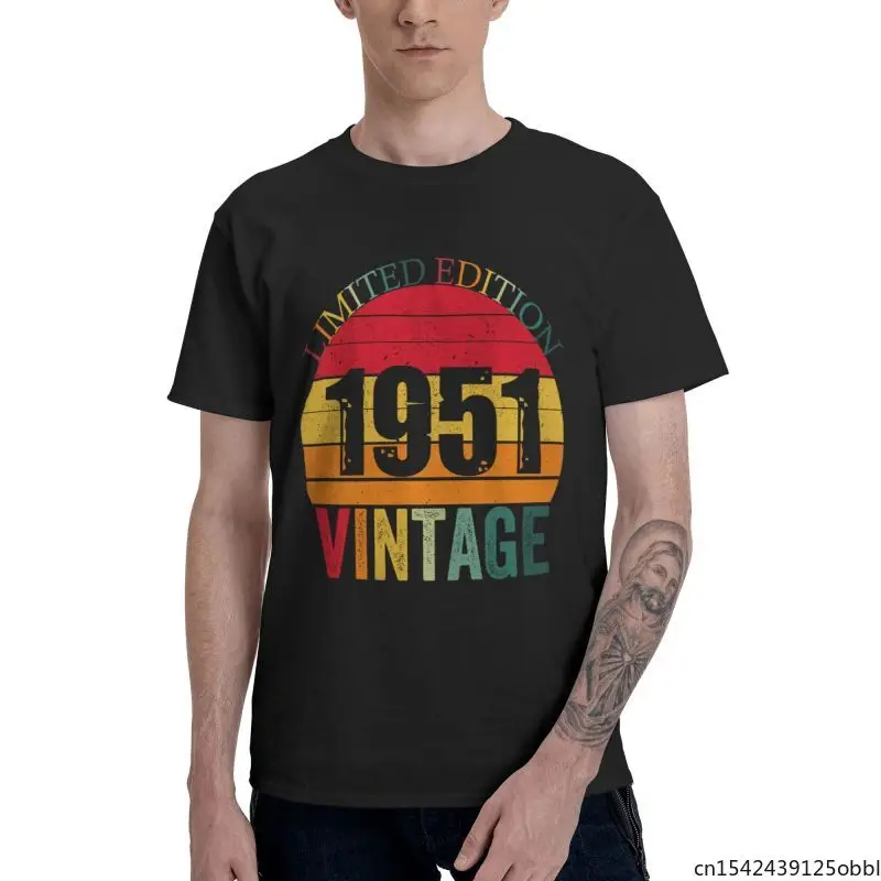 Vintage Awesome Since 1951 Men Streetwear T Shirt Short Sleeve 70th 70 Years Old Birthday Gift Unisex Summer Trend | Мужская одежда