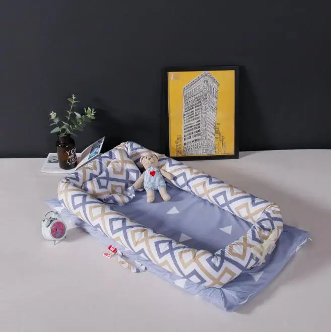 Младенческая переносная люлька кровать для новорожденных Лежанка для сна подушка с рисунком корзины детская кроватка с защитой от падений, 2 шт./компл. Портативный для детей ясельного возраста детская кроватка YHM003 - Цвет: YHM003M