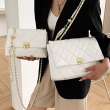

Chain Plaid Shoulder Bags for Women Luxury Pu Leather Crossbody Bag Rhombus Lattice Messenger Bag Ladies Brand Designer Handbags