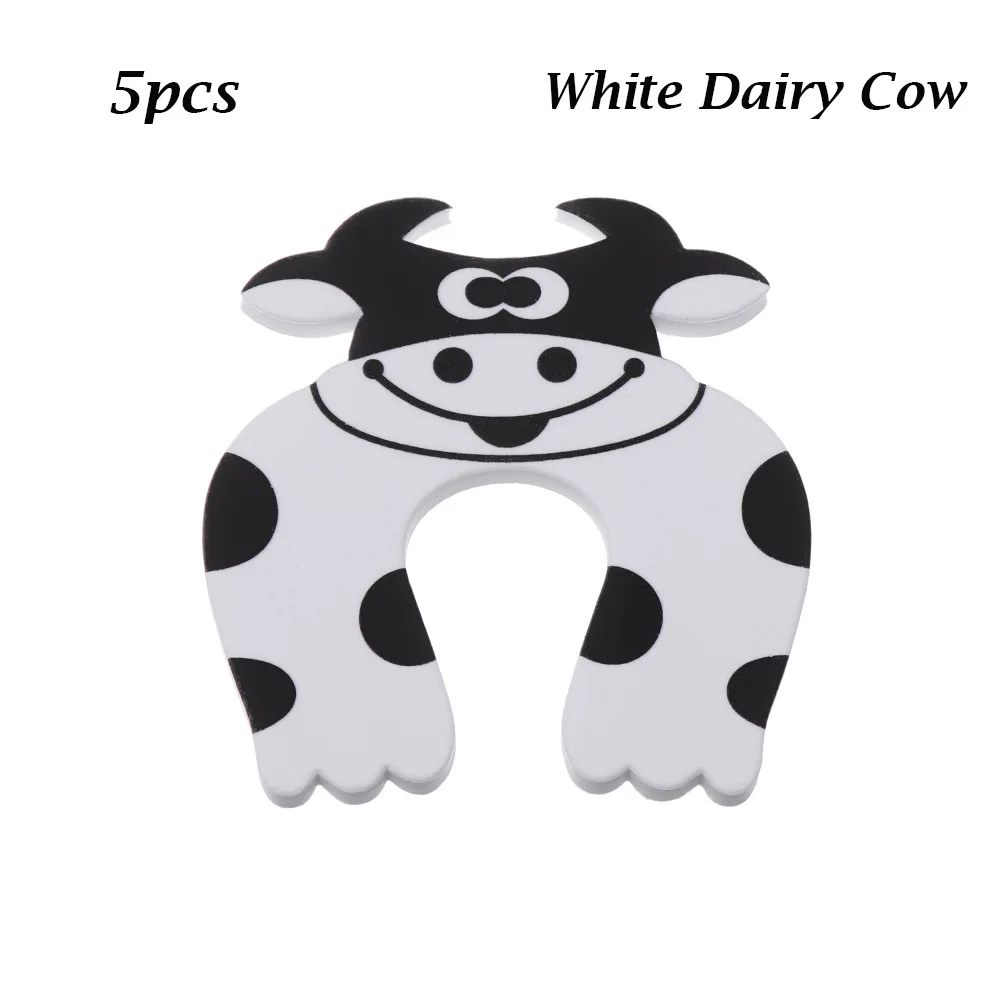 White Dairy Cow 5 шт., мультяшный мягкий пенопластовый Ограничитель для двери, детский протектор для пальцев, защита для дома, кухни, спальни, безопасности, дверной зажим, поставка безопасности - Цвет: White Dairy Cow
