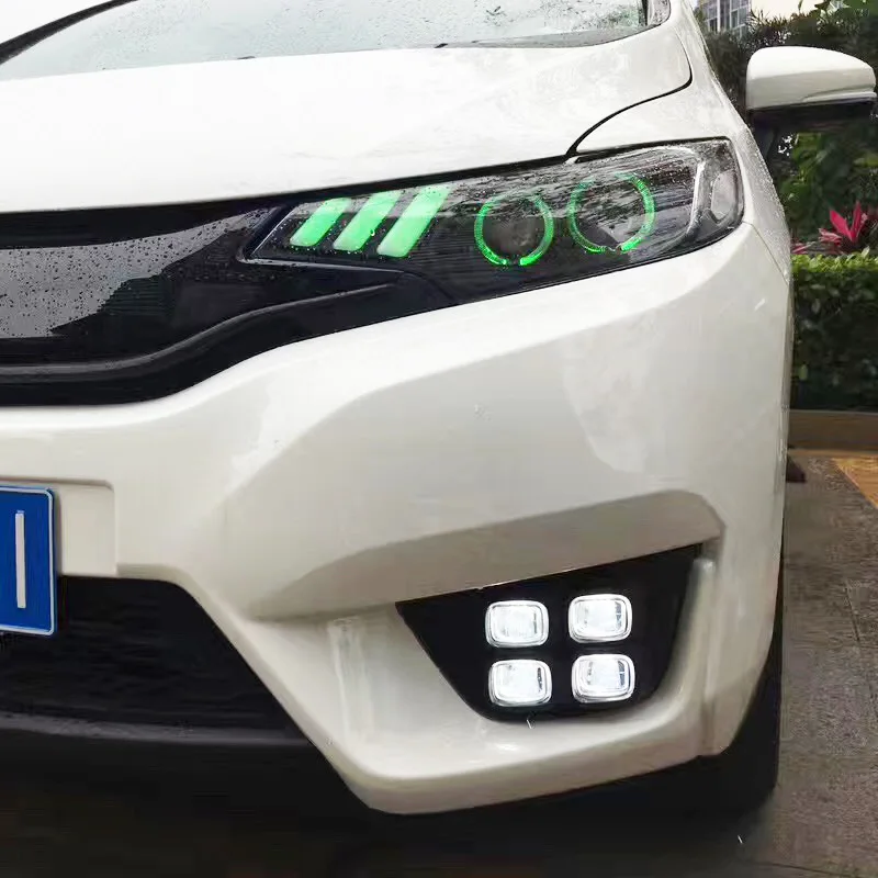 

Suitable for Honda FIT Four-Eyes Fog Lights Daytime Running Lamp Yellow Light Steering Front Fog Lamp Shade Frame Modified Highl
