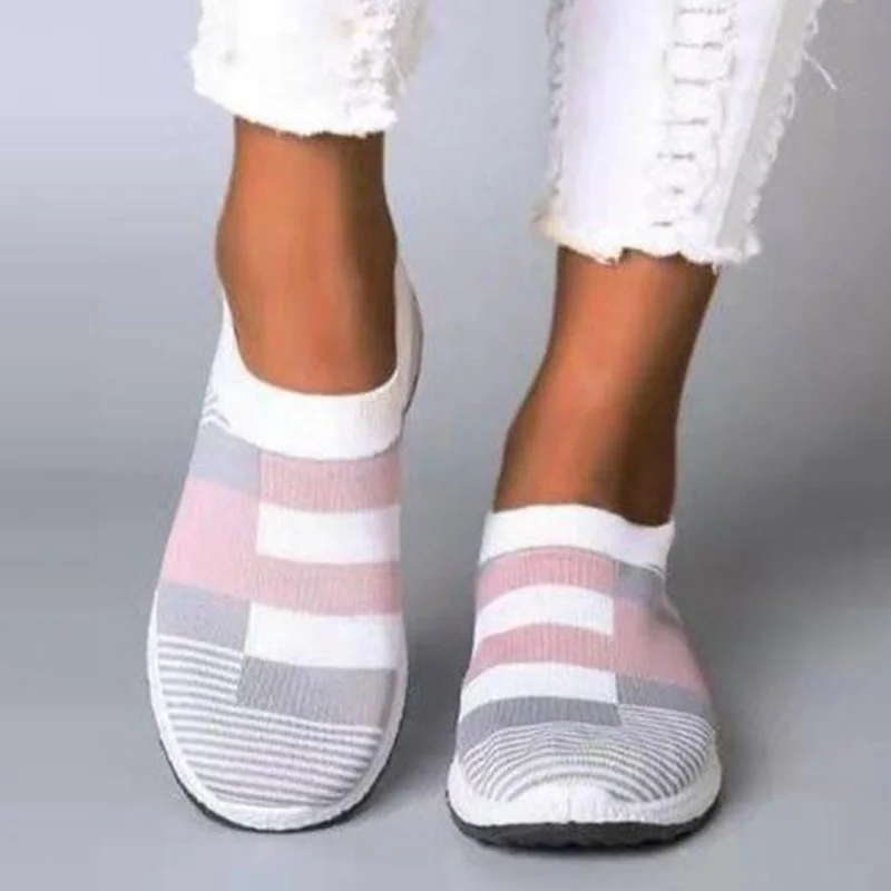 Women Sneakers Sock Shoes Thick Sole Shoes Women Shoes Women Flats Sneaker Shoes Woman Knitted Shoes Tenis Feminino Plus Size 43