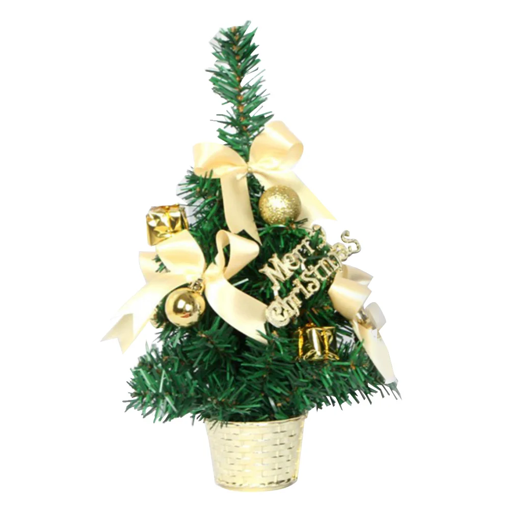 30 см рождественские мини-елки искусственный шар бант Рождественская елка Декор рабочего стола украшение рождества для дома - Цвет: Golden
