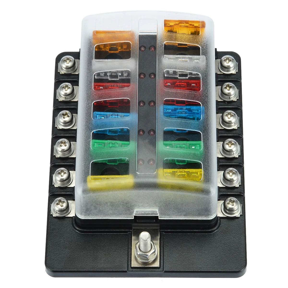 Fuse Box 10 Way Universal Car Boat Bus 12V Automotive Holder Blade Wiring Block