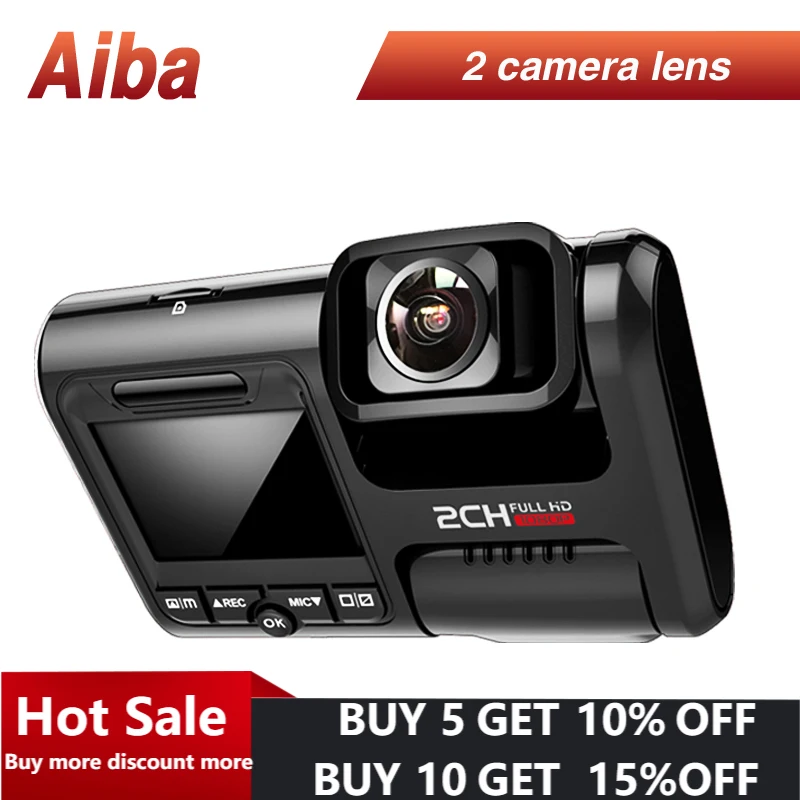 Aiba J07 видеорегистратор 4K Встроенный GPS Wifi DVR с двумя объективами Автомобильная