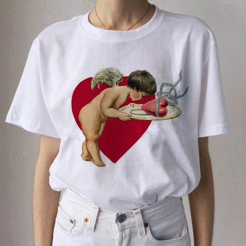 Ангел эстетическое гранж Harajuku футболки женские ангелы Kawaii забавная футболка с героями мультфильмов 90s модная футболка Ullzang футболки женские - Цвет: 9218