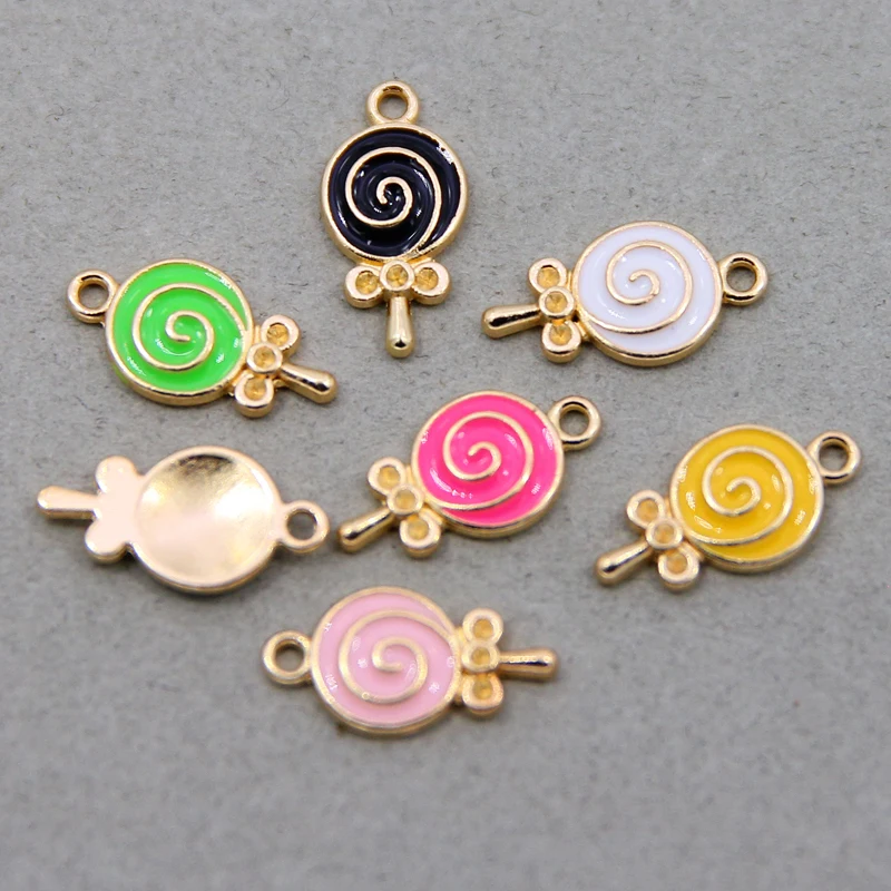Enamel Candy Lollipop Charms for DIY Jewelry Making - Set of 10
