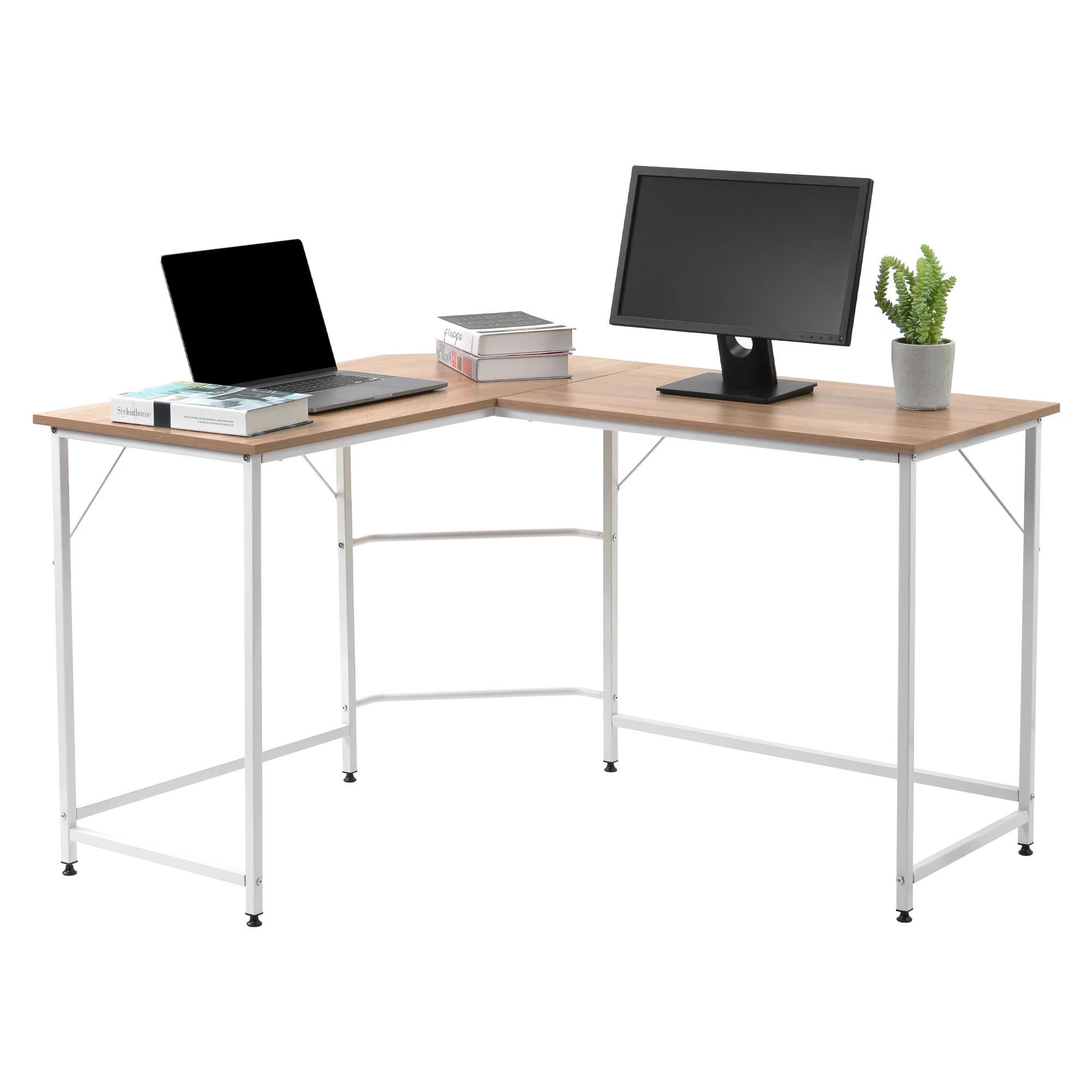 

128x120cm Modern Large L Shaped Office Computer Desk PC Gaming Study Laptop Corner Table for Home Working Workstation Writing