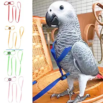 Pet Bird Harness and Leash Adjustable Parrot Bird Harness Leash Pet Anti Bite Training Rope Soft Portable Pet Playthings