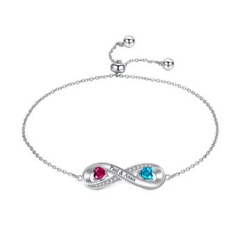 

Zciti Personalized Custom Name Infinite Bracelet For Women Stainless Steel Charm Handmade Engraved Handwriting Bangle Adjustable