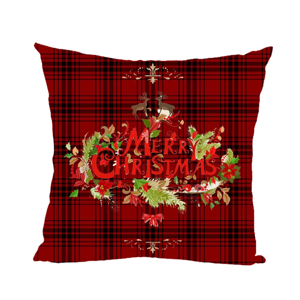 Рождественская красная клетчатая 45X45 см Рождественская лося Санта подушка в форме Санта-Клауса чехол декоративная наволочка для дивана украшения подарки